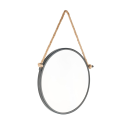 60x60 cm miroir suspendu rond en métal, inspiration scandinave, noir mat (ZLAN60C)