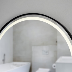 70x70 cm miroir suspendu rond avec éclairage LED et capteur, noir (SATZKULED70CE)