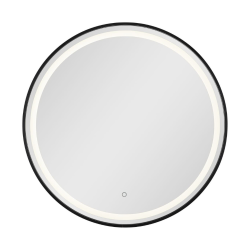 70x70 cm miroir suspendu rond avec éclairage LED et capteur, noir (SATZKULED70CE)