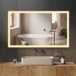 Swiss Aqua Technologies Miroir LED salle de bain 60x100 cm avec éclairage 3 couleurs et capteur rectangulaire Feel (SATZFEELOBLED60100)