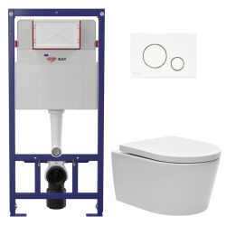 Pack WC bâti ECO 2L Swiss Aqua Technologies + cuvette suspendu Swiss Aqua Technologies + plaque blanche (STESTBRWR03-FR)