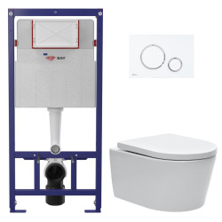 Pack WC bâti ECO 2L Swiss Aqua Technologies + cuvette suspendu Swiss Aqua Technologies + plaque blanche (STESTBRWR04-FR)