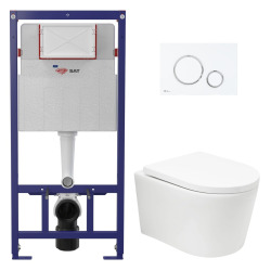 Pack WC bâti ECO 2L Swiss Aqua Technologies + cuvette suspendu Swiss Aqua Technologies + plaque blanche (STESTBRWT04-FR)