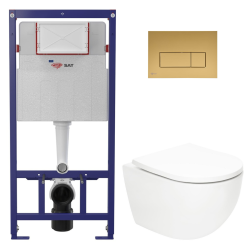 Swiss Aqua Technologies Pack WC bâti ECO 2L Swiss Aqua Technologies + WC suspendu sans bride Swiss Aqua Technologies + plaque or (STESTFUWT06-FR)