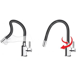 Novaservis Mélangeur évier Novaservis avec poignée silicone noir/chrome 70710.0C