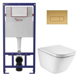 Pack WC bâti-support ECO 2L Swiss Aqua Technologies + WC suspendu Roca avec abattant SoftClose + plaque blanche (STEROGAWR03-FR)