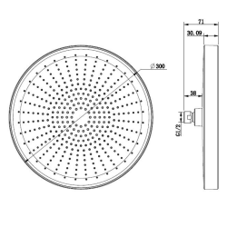 Douche de tête 1 jet ronde, diamètre 30 cm, noir/chrome (SATBSHS81)
