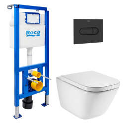 Pack WC bâti-support ECO 2 L Swiss Aqua Technologies + WC suspendu Roca avec abattant SoftClose + plaque (ROROGAWR01-FR)