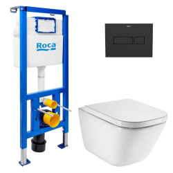 Pack WC bâti-support ECO 2 L Swiss Aqua Technologies + WC suspendu Roca avec abattant SoftClose + plaque (ROROGAWR01-FR)