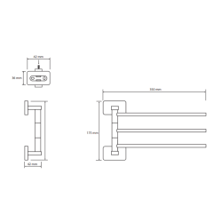  Niki porte-serviettes trois bras modulable, chrome (153104112)