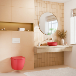 PixL 36 x 36 x 12 cm vasque à poser Infinitio, sans trop-plein, rose (CEPX3636PM)