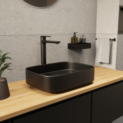 PixL 49,5 x 37 x 13,5 cm vasque à poser Infinitio, sans trop-plein, noir (CEPX4937BKM)