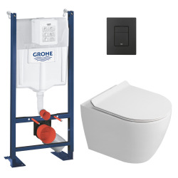 Rapid SL Pack WC bâti autoportant + WC suspendu sans bride Ceramia avec abattant SoftClose + plaque chrome (GRRCEPXWR01-FR)