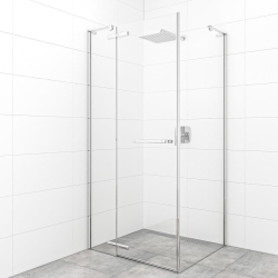 TGD New 80x80 cm porte de douche pivotante + paroi latérale fixe, verre transparent Easy Clean (SATTGDN80S80)