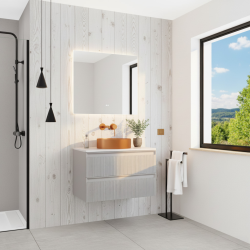Ceramia Nouveau meuble de salle de bain 60 cm, certifié FSC, gris perle (CERAMIA-3LG80)