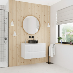 Ceramia Nouveau meuble de salle de bain 80 cm, certifié FSC, blanc cassé (CERAMIA-3OW80)