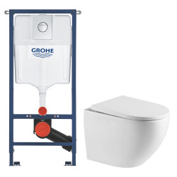 Solido pack WC kit bâti-support 4 en 1 + WC suspendu sans bride Ceramia avec abattant SoftClose + plaque (GRRCEPXWT14-FR)