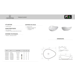 PixL 50,5 x 38 x 18 cm vasque à poser Infinitio, sans trop-plein, vert (CEPX5038GEM)