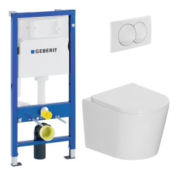 Rapid SL Pack WC bâti + WC suspendu sans bride avec abattant SoftClose Swiss Aqua Technologies + plaque (GRRSTBRWR01MAN-FR)