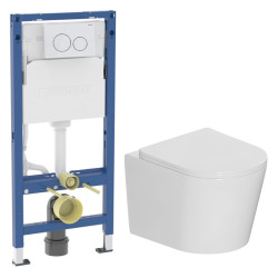 Rapid SL Pack WC bâti + WC suspendu sans bride avec abattant SoftClose Swiss Aqua Technologies + plaque (GRRSTBRWR01MAN-FR)