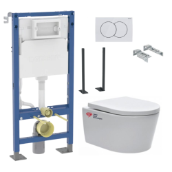 Geberit Pack WC bâti-support autoportant Geberit + WC sans bride Swiss Aqua Technologies + plaque (SATRIMLESSGEBX-BP)