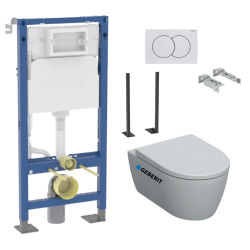 Geberit Pack Autoportant Bati-support Geberit Duofix + WC sans bride Geberit iCon + Abattant softclose + Plaque blanche (iConGebX-SP)