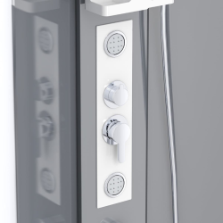 Projet 90x90 cm set cabine de douche carrée en verre sécurit avec receveur, système de douche et profilés (SATPROBOXQ90CRT)