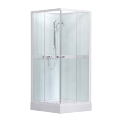 Project 90x90 cm cabine de douche carrée en verre avec receveur et profilés, blanc (4000693)