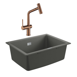 Grohe K700U evier composite + Ceramia Timeless mitigeur (G31655TML1BCP-SET)