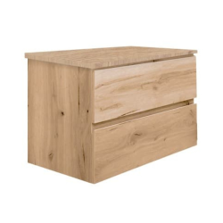 B-Way 79x50x45 cm meuble de salle de bain suspendu avec plaque de recouvrement, 2 tiroirs, chêne mat (BWAY280OAKDESK)