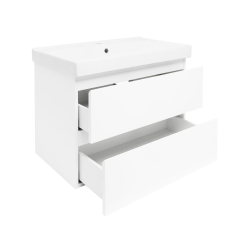 B-Way 79x50x45 cm meuble de salle de bain suspendu 2 tiroirs avec lavabo en céramique, blanc brillant (BWAY280WU1BI)