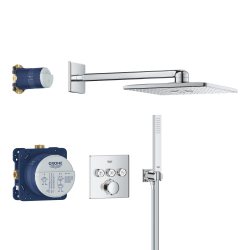 Precision SmartControl Set de douche encastrée façade thermostatique + Douche de tête 2 jets + Douchette, chrome (G34875000)