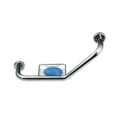 Siko Poignée de baignoire murale Multi 42 cm forme coudée avec porte-savon, inox (MAD501ENRZ)