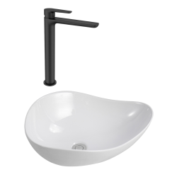 PixL 50,5x38x18 cm vasque à poser + Swiss Aqua Technologies Mood mitigeur lavabo XL + Ceramia PixL bonde (CEPX50538SAT285C)