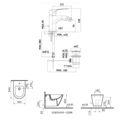  Vitra Integra bidet suspendu 35,5x54 cm + trop-plein + Swiss Aqua Technologies Project mitigeur monocommande (7042-0288SATBS235)