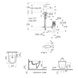  Vitra Integra bidet suspendu et trop-plein, 35,5x54 cm + Grohe Mitigeur monocommande 1/2" (7042-0288G23331000)