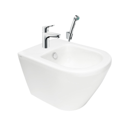 Vitra  Vitra Integra bidet suspendu + trop-plein, 35,5x54 cm + Hansgrohe Focus Set bidette, bonde Push-Open (7042-028831927000)