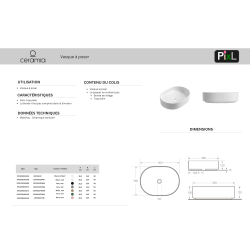PixL 50 x 37 x 13,5 cm vasque à poser Infinitio, sans trop-plein, vert (CEPX5037GEM)