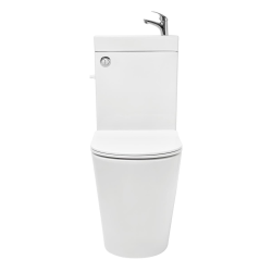 Brevis kit WC à poser sans bride en céramique + robinet eau froide S-Line Pro + tuyau de raccordement Siko (SATBRE34)