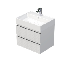 Cube Way 100x47,5x46 cm meuble de salle de bain suspendu 2 tiroirs avec lavabo en céramique, blanc mat (CUBE3D461002ZBSAT)