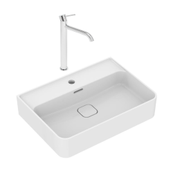 Strada II Lavabo 60x43 cm 1 trou + Swiss Aqua Technologies Aurum mitigeur haut acier inoxydable, chrome (T300001SAT285CR)