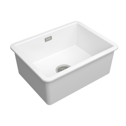 Infinitio 55,5x43x22 cm évier simple à encastrer en céramique, avec trop-plein, sans siphon, blanc (SATSINK5543)