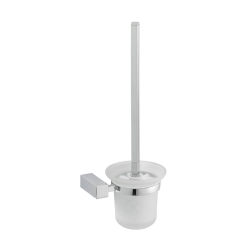 Multi brosse WC en verre dépoli, chrome (ELE37)