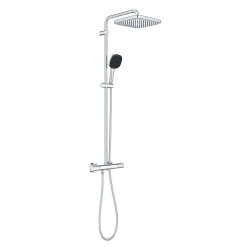 Grohe Quickfix Colonne de douche thermostatique XXL Cube 250 + Douchette 2 jets, Chrome (26696022)