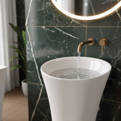  Vasque à poser en îlot SAT Fusion, 95 x 42,5 x 42,5 cm, 37 kg, en céramique blanche brillante (SATFUS9543)