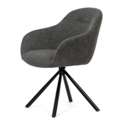 81x60x58 cm chaise de salle à manger design industriel en tissu gris, pivotante à 90°, pieds en métal noir (DCHY1143GREY2)