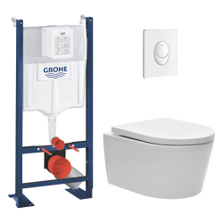 Rapid SL pack WC bâti autoportant + WC suspendu sans bride Swiss Aqua Technologies + abattant + plaque (GRRSTBRWR02MAN-FR)