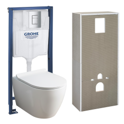 Grohe Solido + pack WC 4 en 1 + WC sans bride Ceramia PixL avec abattant SoftClose + plaque (GRCEPXWT04-FR)