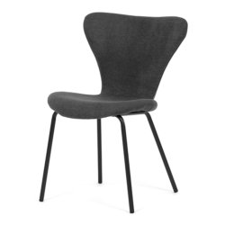 79x54x53 cm x2 chaises de salle à manger modernes en tissu gris, pieds en métal noir (CTS8010GREY2)