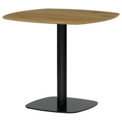 80x71 cm table de salle à manger design industriel en MDF marron, décoration chêne, pieds en métal noir(DTX7117OAK)